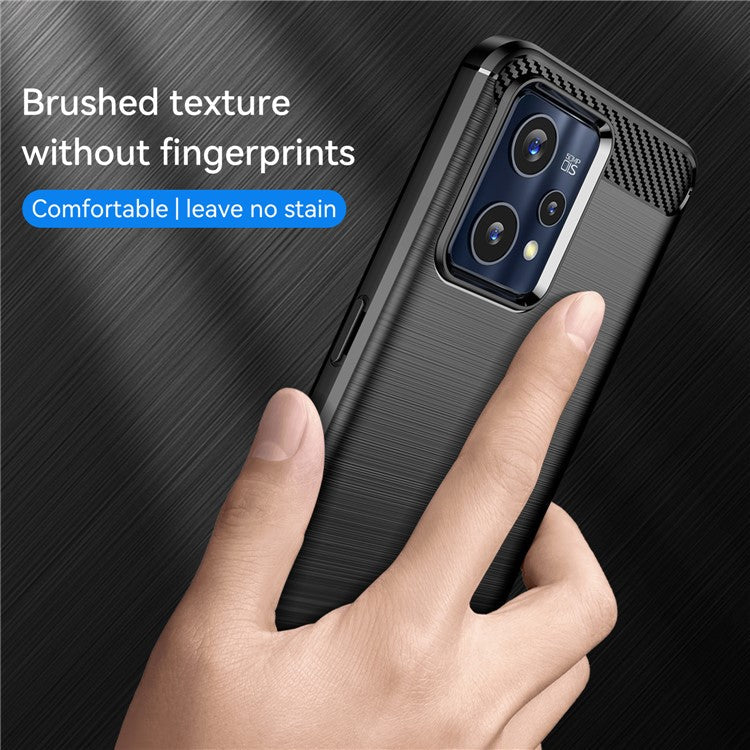 For Realme 9 Pro+ / 9 4G / Narzo 50 Pro 5G Carbon Fiber Texture Brushed Surface 1.8mm TPU Phone Case Shell - Black