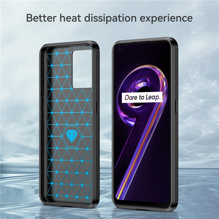 For Realme 9 Pro+ / 9 4G / Narzo 50 Pro 5G Carbon Fiber Texture Brushed Surface 1.8mm TPU Phone Case Shell - Black