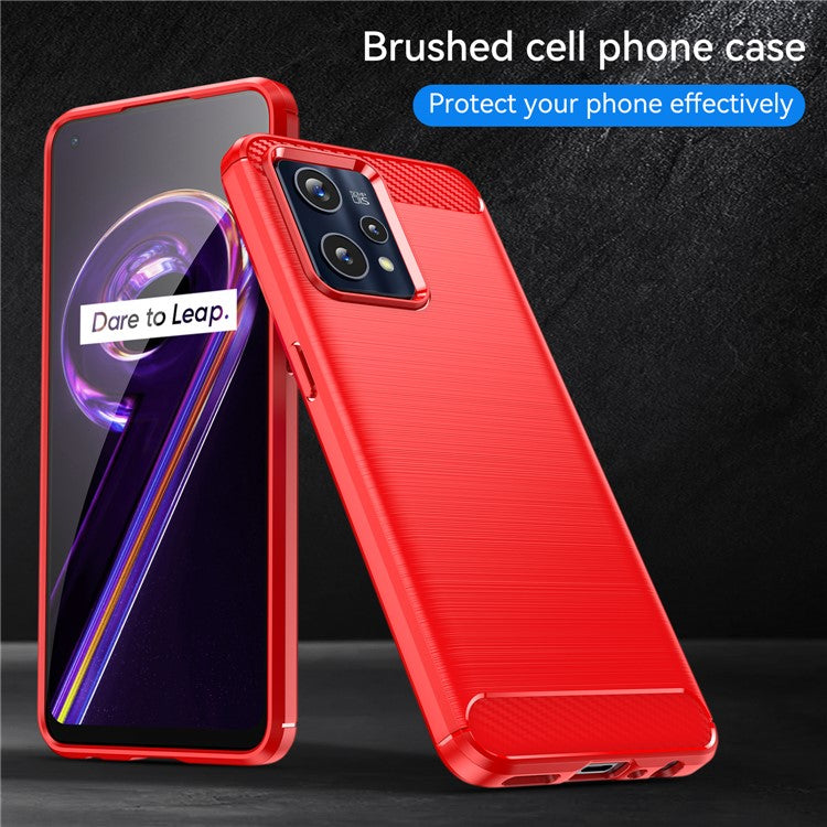 For Realme 9 Pro+ / 9 4G / Narzo 50 Pro 5G Carbon Fiber Texture Brushed Surface 1.8mm TPU Phone Case Shell - Red