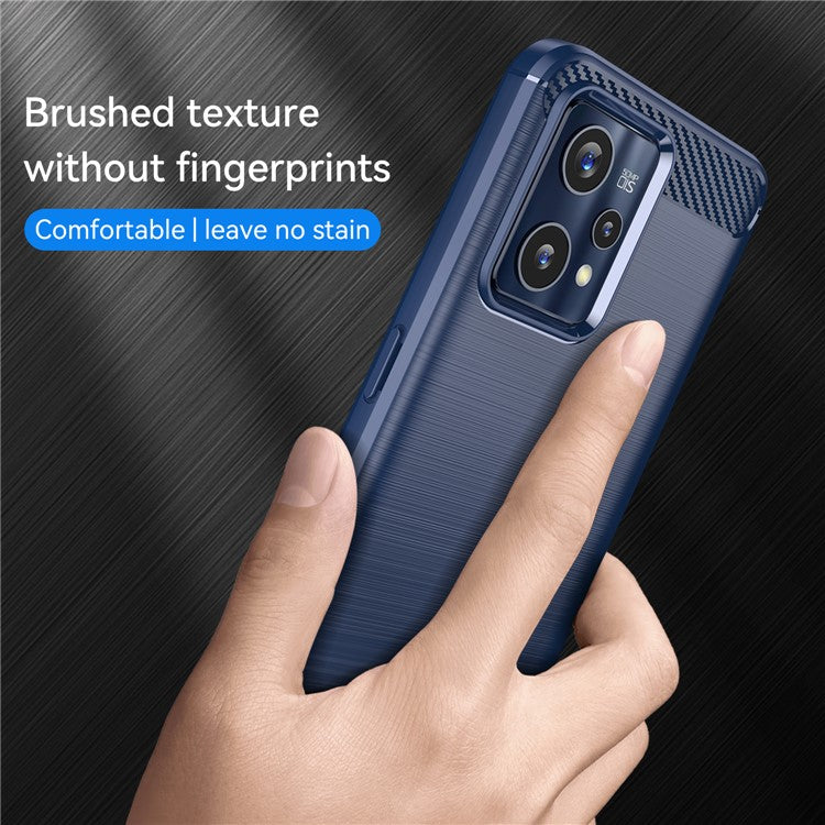 For Realme 9 Pro+ / 9 4G / Narzo 50 Pro 5G Carbon Fiber Texture Brushed Surface 1.8mm TPU Phone Case Shell - Blue
