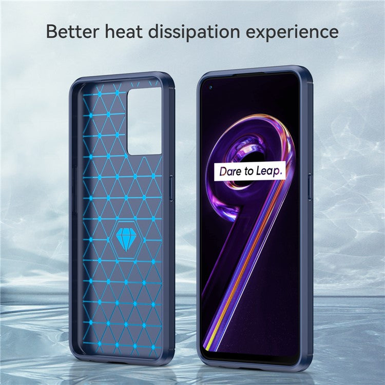 For Realme 9 Pro+ / 9 4G / Narzo 50 Pro 5G Carbon Fiber Texture Brushed Surface 1.8mm TPU Phone Case Shell - Blue