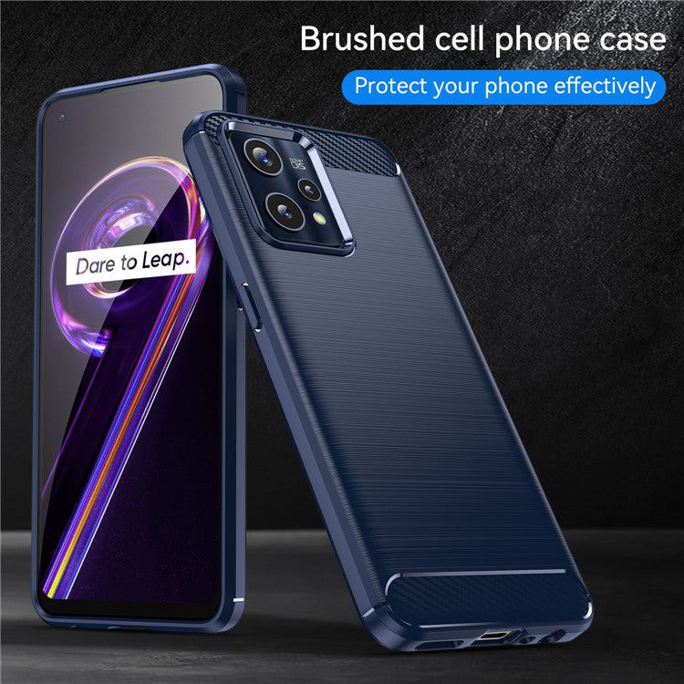 For Realme 9 Pro+ / 9 4G / Narzo 50 Pro 5G Carbon Fiber Texture Brushed Surface 1.8mm TPU Phone Case Shell - Blue