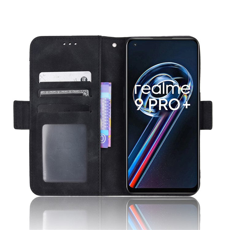 For Realme 9 Pro 5G / V25 5G / 9 5G (Global Version) / 9 5G (EU Version) Multiple Card Slots Protective Case Wallet Stand PU Leather Magnetic Closing Cell Phone Cover - Black