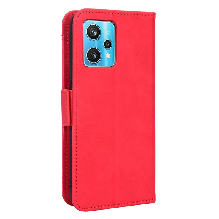 For Realme 9 Pro 5G / V25 5G / 9 5G (Global Version) / 9 5G (EU Version) Multiple Card Slots Protective Case Wallet Stand PU Leather Magnetic Closing Cell Phone Cover - Red