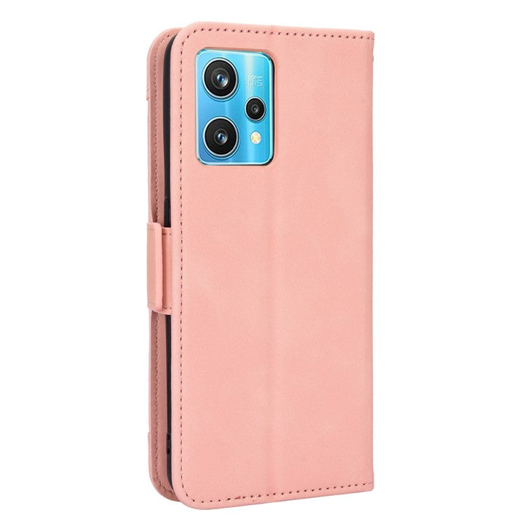 For Realme 9 Pro+ Wallet Stand PU Leather Protective Case Multiple Card Slots Magnetic Closing Phone Shell - Pink