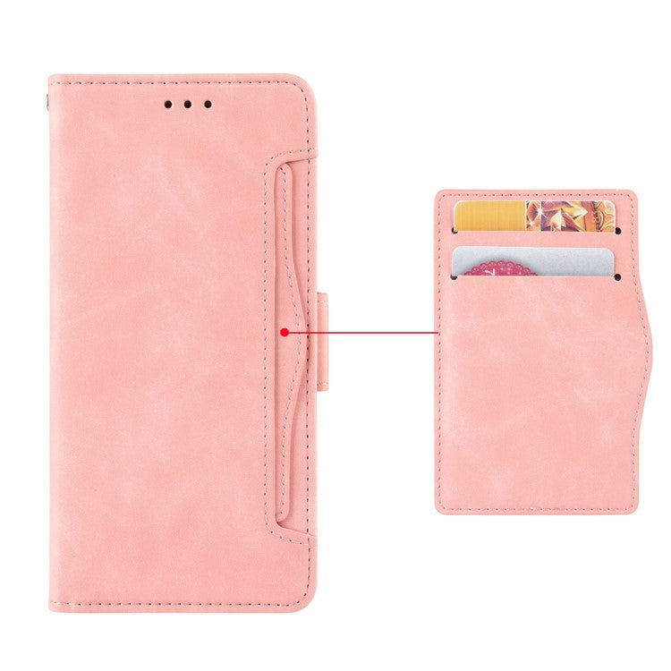 For Realme 9 Pro+ Wallet Stand PU Leather Protective Case Multiple Card Slots Magnetic Closing Phone Shell - Pink