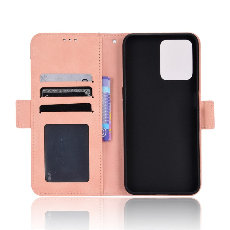 For Realme C35 Wallet Stand Anti-scratch PU Leather Protective Case Multiple Card Slots Magnetic Closing Phone Shell - Pink