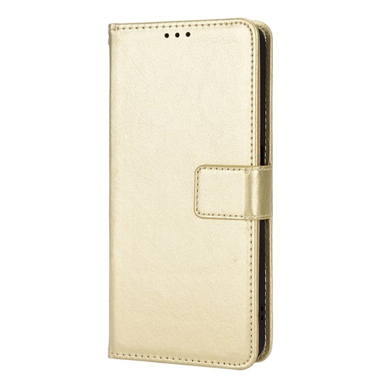 For Realme C35 Crazy Horse Texture Well-protected PU Leather Mobile Phone Stand Case Wallet Cover - Gold