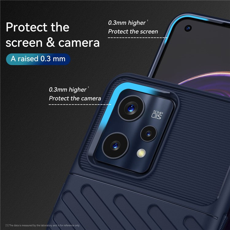 For Realme 9 Pro+ Thunder Series Thickened TPU Twill Texture Phone Case Drop-resistant Protective Cover - Blue