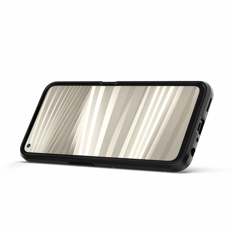 For Realme 9 Pro 5G / 9 5G / V25 Shockproof TPU+ Hard PC Protective Case Anti-Scratch Ring Kickstand Back Cover - Blue