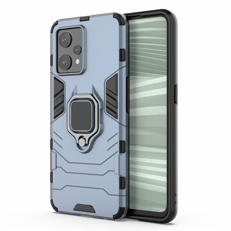 For Realme 9 Pro+ Soft TPU + Hard PC Heavy Duty Shockproof Hybrid Case with Ring Kickstand - Blue