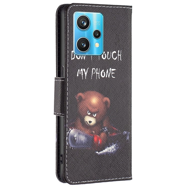 For Realme 9 Pro+ Pattern Printing PU Leather Case Magnetic Closure Stand Wallet Style Flip Cover - Bear