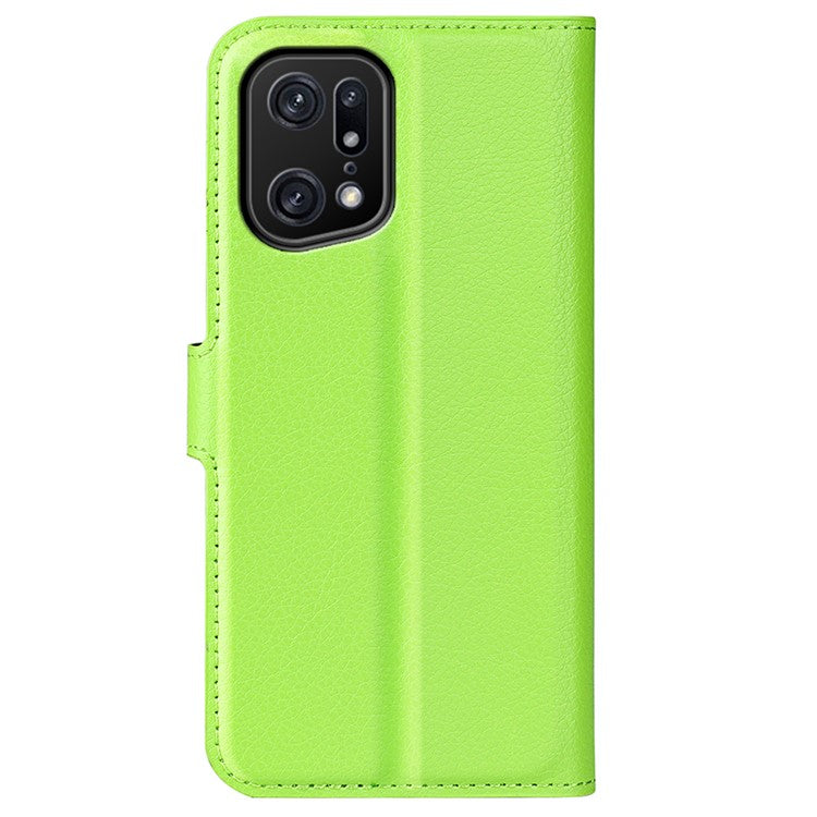 Litchi Texture Leather Cover for Oppo Find X5 Pro, Magnetic Clasp Wallet Stand Protective Phone Case - Green