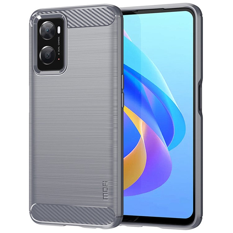 MOFI JK TPU Series-1 for Oppo A36/A76/Realme 9i Soft TPU Phone Case Brushed Carbon Fiber Anti-fingerprint Cover - Grey