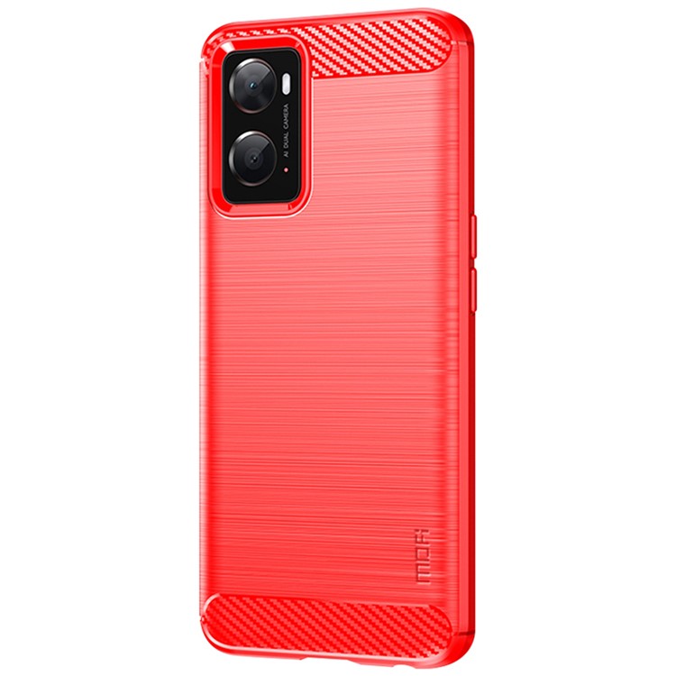 MOFI JK TPU Series-1 for Oppo A36/A76/Realme 9i Soft TPU Phone Case Brushed Carbon Fiber Anti-fingerprint Cover - Red