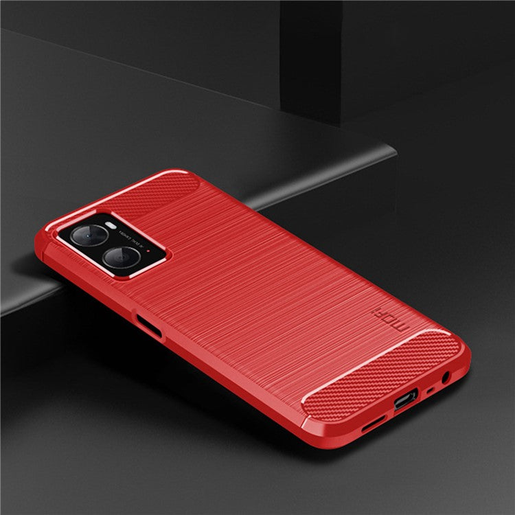 MOFI JK TPU Series-1 for Oppo A36/A76/Realme 9i Soft TPU Phone Case Brushed Carbon Fiber Anti-fingerprint Cover - Red