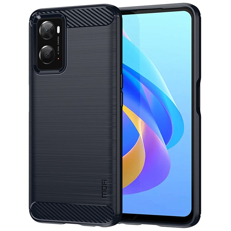 MOFI JK TPU Series-1 for Oppo A36/A76/Realme 9i Soft TPU Phone Case Brushed Carbon Fiber Anti-fingerprint Cover - Blue