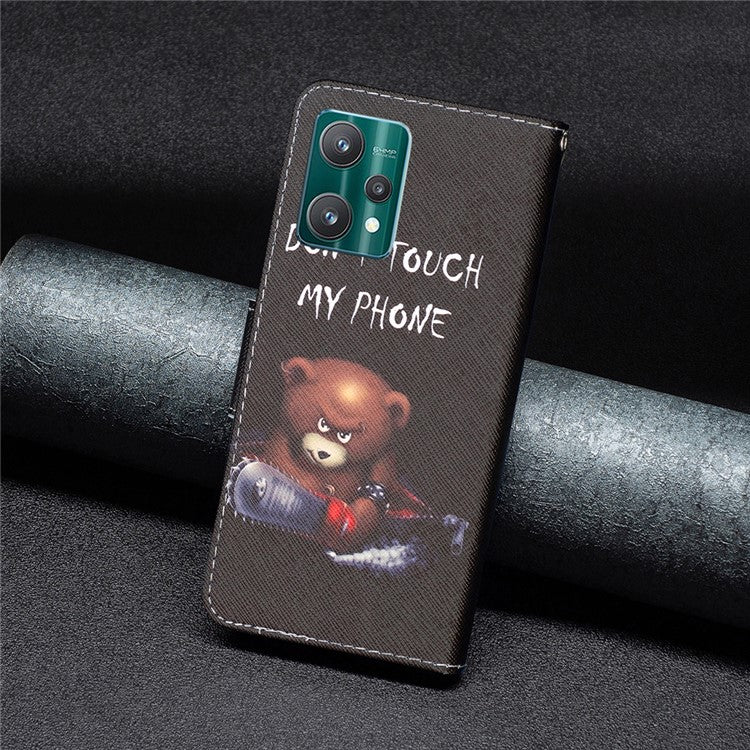BF Pattern Printed Leather Case Series-1 for Realme 9 Pro 5G / 9 5G / V25 Anti-scratch Pattern Printed Wallet Stand Phone Case Shell - Bear