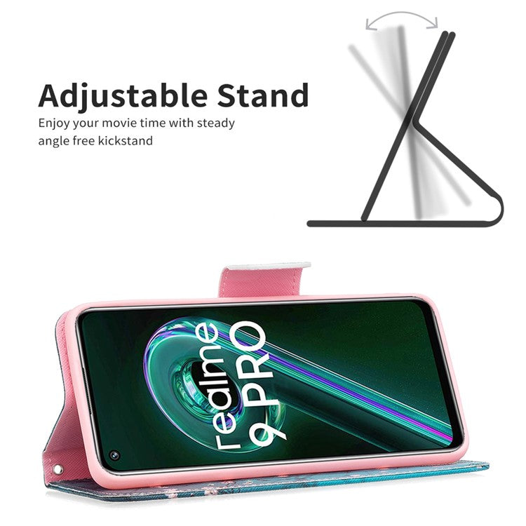 BF Pattern Printed Leather Case Series-1 for Realme 9 Pro 5G / 9 5G / V25 Anti-scratch Pattern Printed Wallet Stand Phone Case Shell - Plum Blossom