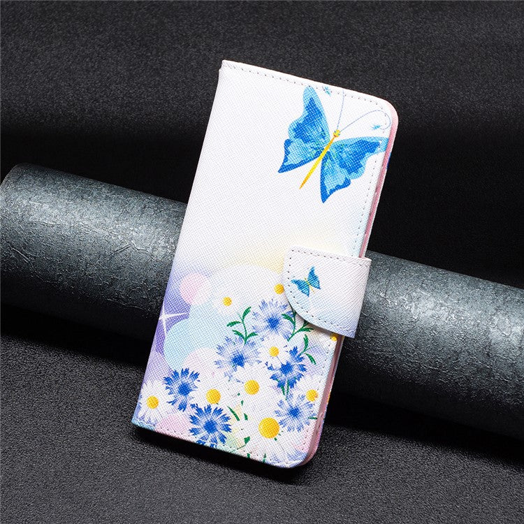 BF Pattern Printed Leather Case Series-1 for Realme 9 Pro 5G / 9 5G / V25 Anti-scratch Pattern Printed Wallet Stand Phone Case Shell - Butterfly and Flowers