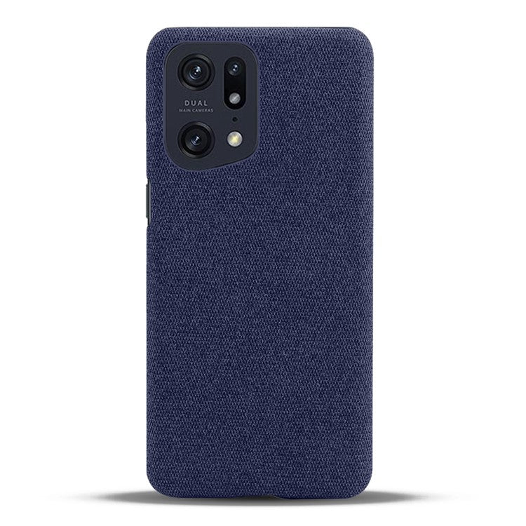 Slim Phone Case for Oppo Find X5 Pro Solid Color Cloth Texture + PC Protector Heat Dissipation Incomplete Covering Back Shell - Blue