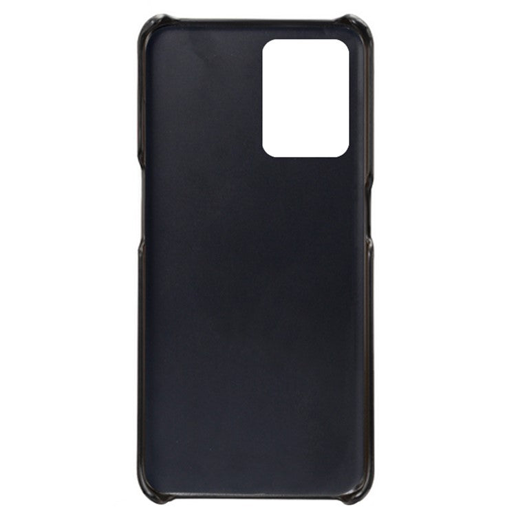 For Realme 9 Pro+ Double Protection PU Leather Coated Hard PC Cover Two Card Slots Phone Protective Shell - Black