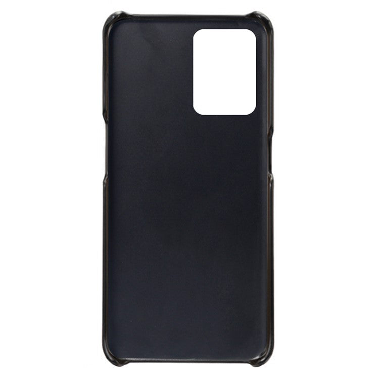 For Realme 9 Pro 5G / 9 5G / V25 Two Card Slots Phone Protector PU Leather Coated Hard PC Cover Case Shell - Black