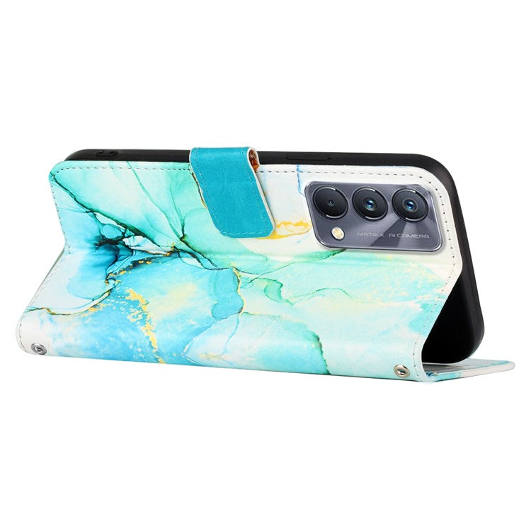 YB Pattern Printing Leather Series-5 for Realme GT Master/Q3 Pro Carnival Shockproof Phone Case Pattern Printed Phone Protector PU Leather Folio Flip Cover - Green
