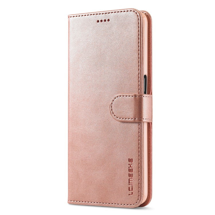 LC.IMEEKE for Realme 9i/Oppo A36/Oppo A76 Textured PU Leather Flip Folio Stand Case Mobile Phone Wallet Case Cover - Pink