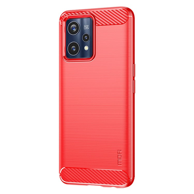 MOFI JK TPU Series-1 for Realme 9 Pro+ Carbon Fiber Anti-Drop Soft TPU Shell Shock-Absorption Brushed Surface Defender Case - Red