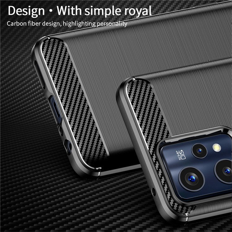 MOFI JK TPU Series-1 for Realme 9 Pro+ Carbon Fiber Anti-Drop Soft TPU Shell Shock-Absorption Brushed Surface Defender Case - Red