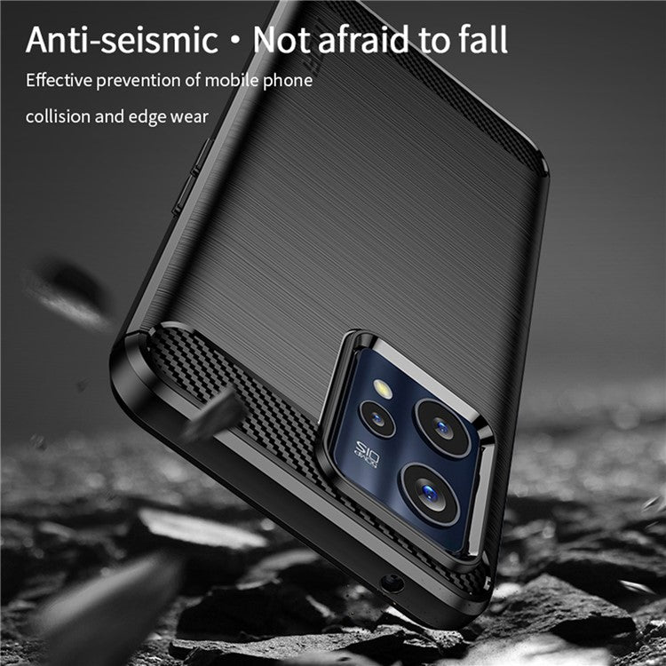 MOFI JK TPU Series-1 for Realme 9 Pro+ Carbon Fiber Anti-Drop Soft TPU Shell Shock-Absorption Brushed Surface Defender Case - Red