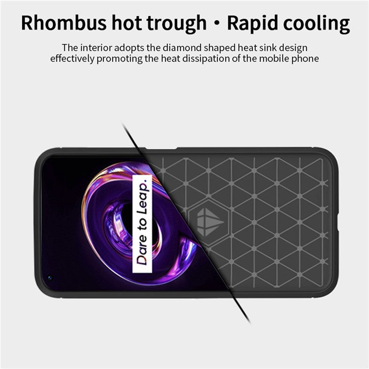 MOFI JK TPU Series-1 for Realme 9 Pro+ Carbon Fiber Anti-Drop Soft TPU Shell Shock-Absorption Brushed Surface Defender Case - Red