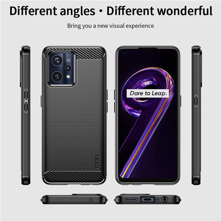 MOFI JK TPU Series-1 for Realme 9 Pro+ Carbon Fiber Anti-Drop Soft TPU Shell Shock-Absorption Brushed Surface Defender Case - Red
