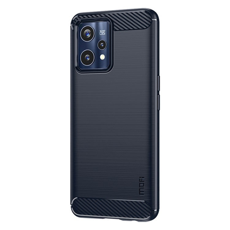 MOFI JK TPU Series-1 for Realme 9 Pro+ Carbon Fiber Anti-Drop Soft TPU Shell Shock-Absorption Brushed Surface Defender Case - Blue