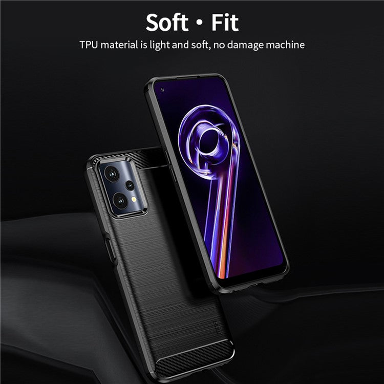 MOFI JK TPU Series-1 for Realme 9 Pro 5G / 9 5G / V25 Anti-Fingerprint Carbon Fiber Design Phone Case Soft TPU Brushed Surface Protective Cover - Blue