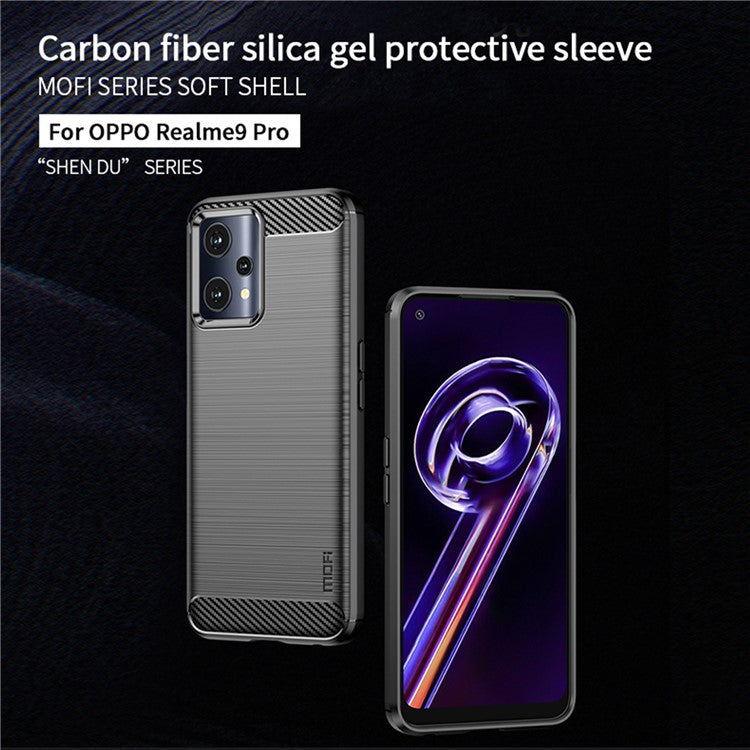 MOFI JK TPU Series-1 for Realme 9 Pro 5G / 9 5G / V25 Anti-Fingerprint Carbon Fiber Design Phone Case Soft TPU Brushed Surface Protective Cover - Grey