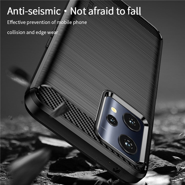 MOFI JK TPU Series-1 for Realme 9 Pro 5G / 9 5G / V25 Anti-Fingerprint Carbon Fiber Design Phone Case Soft TPU Brushed Surface Protective Cover - Grey