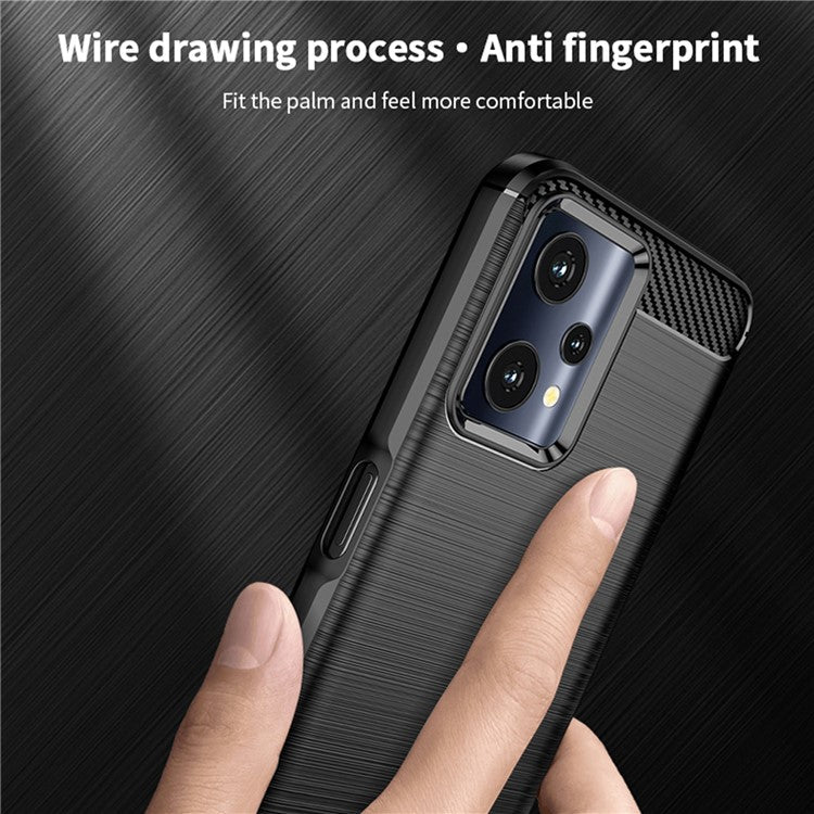 MOFI JK TPU Series-1 for Realme 9 Pro 5G / 9 5G / V25 Anti-Fingerprint Carbon Fiber Design Phone Case Soft TPU Brushed Surface Protective Cover - Black