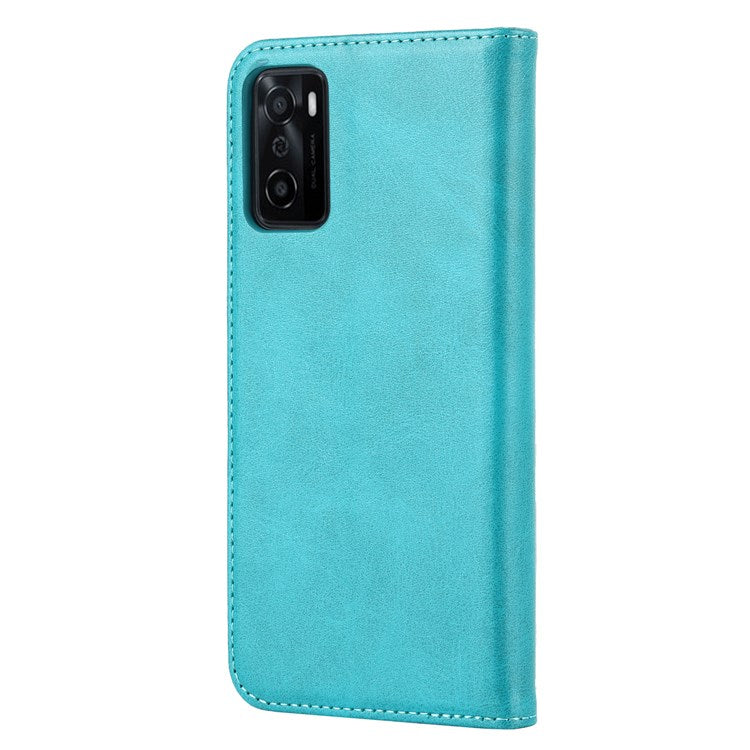 Textured PU Leather Wallet Case for Oppo A55s 5G, Magnetic Auto-absorbed Adjustable Phone Cover - Sky Blue