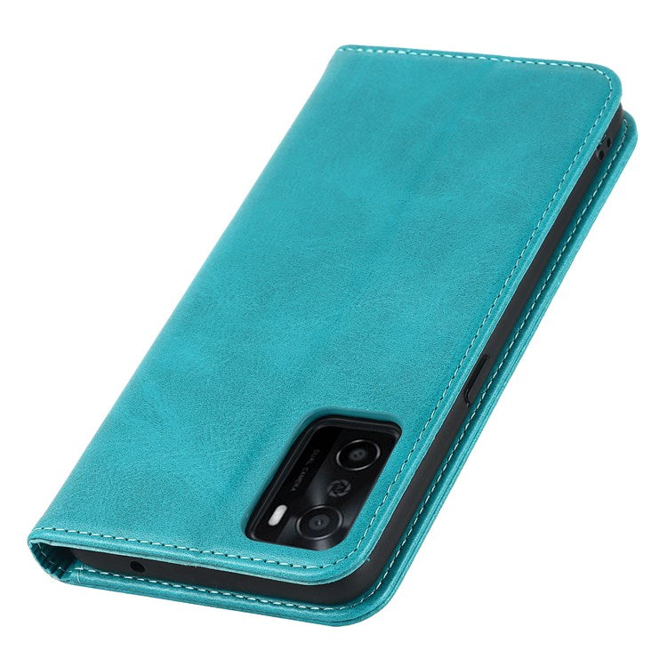 Textured PU Leather Wallet Case for Oppo A55s 5G, Magnetic Auto-absorbed Adjustable Phone Cover - Sky Blue