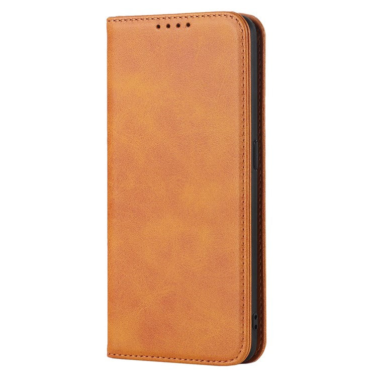Textured PU Leather Wallet Case for Oppo A55s 5G, Magnetic Auto-absorbed Adjustable Phone Cover - Light Brown
