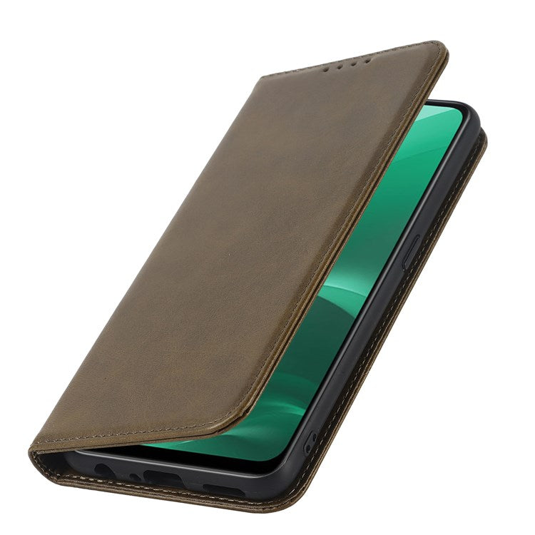 Textured PU Leather Wallet Case for Oppo A55s 5G, Magnetic Auto-absorbed Adjustable Phone Cover - Dark Green