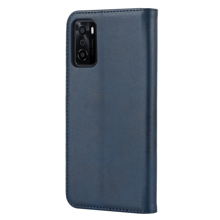 Textured PU Leather Wallet Case for Oppo A55s 5G, Magnetic Auto-absorbed Adjustable Phone Cover - Dark Blue