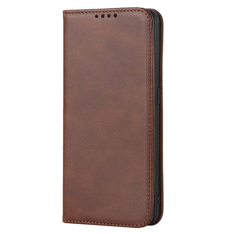 Textured PU Leather Wallet Case for Oppo A55s 5G, Magnetic Auto-absorbed Adjustable Phone Cover - Dark Brown