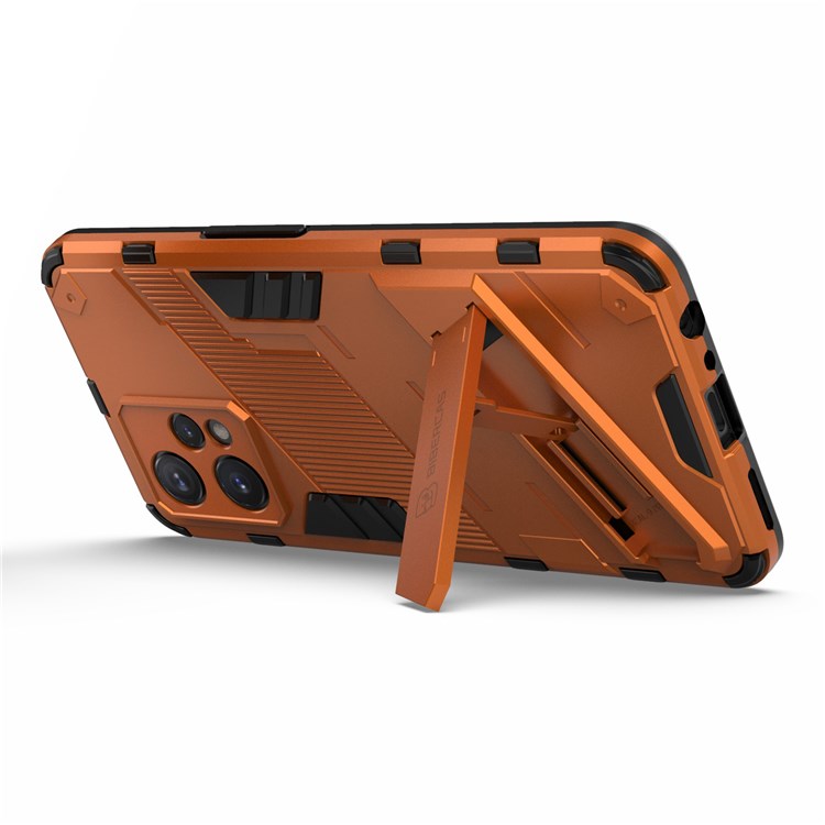 For Realme 9 Pro+ Drop-proof Scratch-resistant  Phone Case Hard PC + Soft TPU Kickstand Cover - Orange