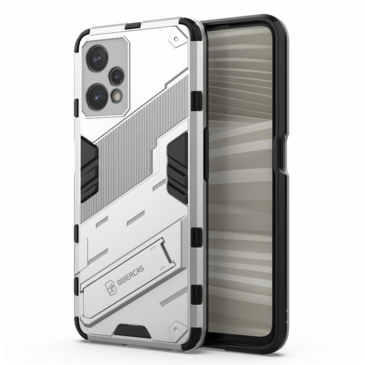 Hard PC + Soft TPU Protective Case for Realme 9 Pro 5G / 9 5G / V25 Anti-fall Scratch-resistant Kickstand Phone Case Cover - White