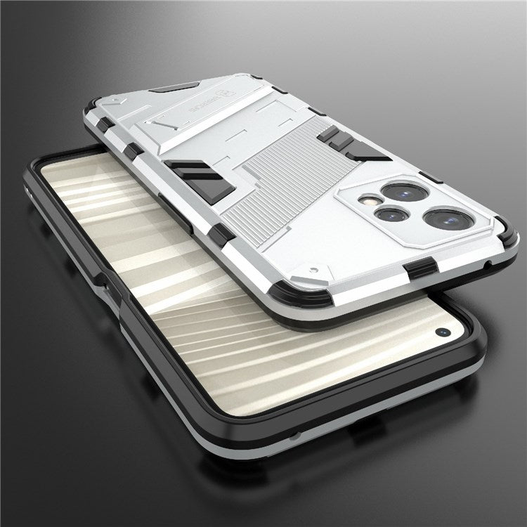 Hard PC + Soft TPU Protective Case for Realme 9 Pro 5G / 9 5G / V25 Anti-fall Scratch-resistant Kickstand Phone Case Cover - White