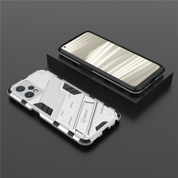 Hard PC + Soft TPU Protective Case for Realme 9 Pro 5G / 9 5G / V25 Anti-fall Scratch-resistant Kickstand Phone Case Cover - White