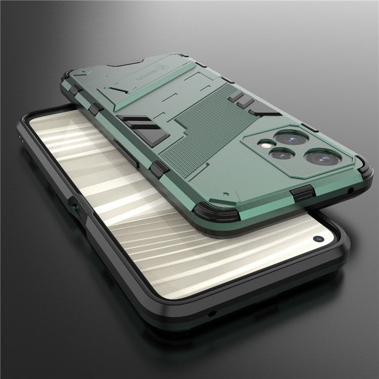 Hard PC + Soft TPU Protective Case for Realme 9 Pro 5G / 9 5G / V25 Anti-fall Scratch-resistant Kickstand Phone Case Cover - Green